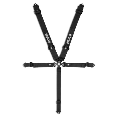 Sparco Arnés de Seguridad CLUB H-4R de 5 Puntos, Correas de Pierna de 2" y Hombro de 3" Negro