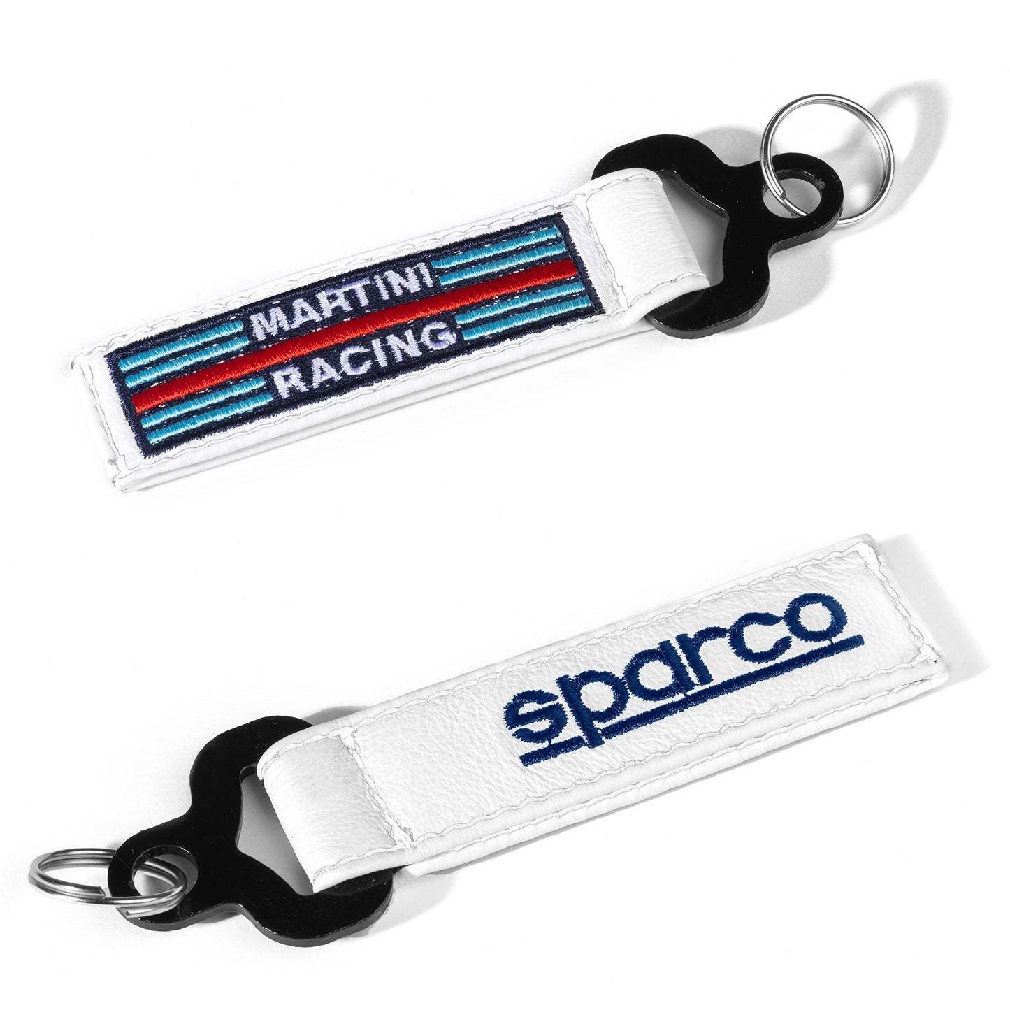 Sparco Martini Racing Leder Schlüsselanhänger Weiß Schlüsselring Band Offiziell Original