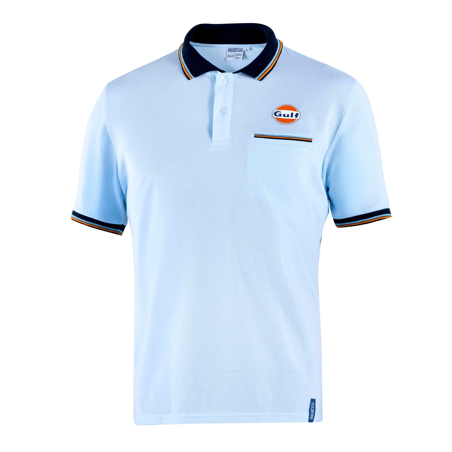 2025 Sparco Gulf Racing Polo Shirt Piquet Pocket 100% Cotton 200gr Made in Italy