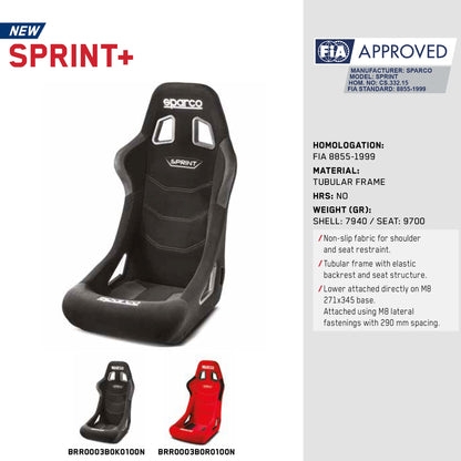 2025 Sparco SPRINT+ Racing Seat Red Bucket Style Entry Level FIA Race Approved