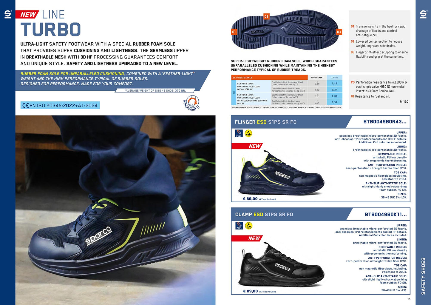 Sparco TURBO LINE S1 Safety Shoes Work Trainers Mechanic Ultra-Lightweight S1PS