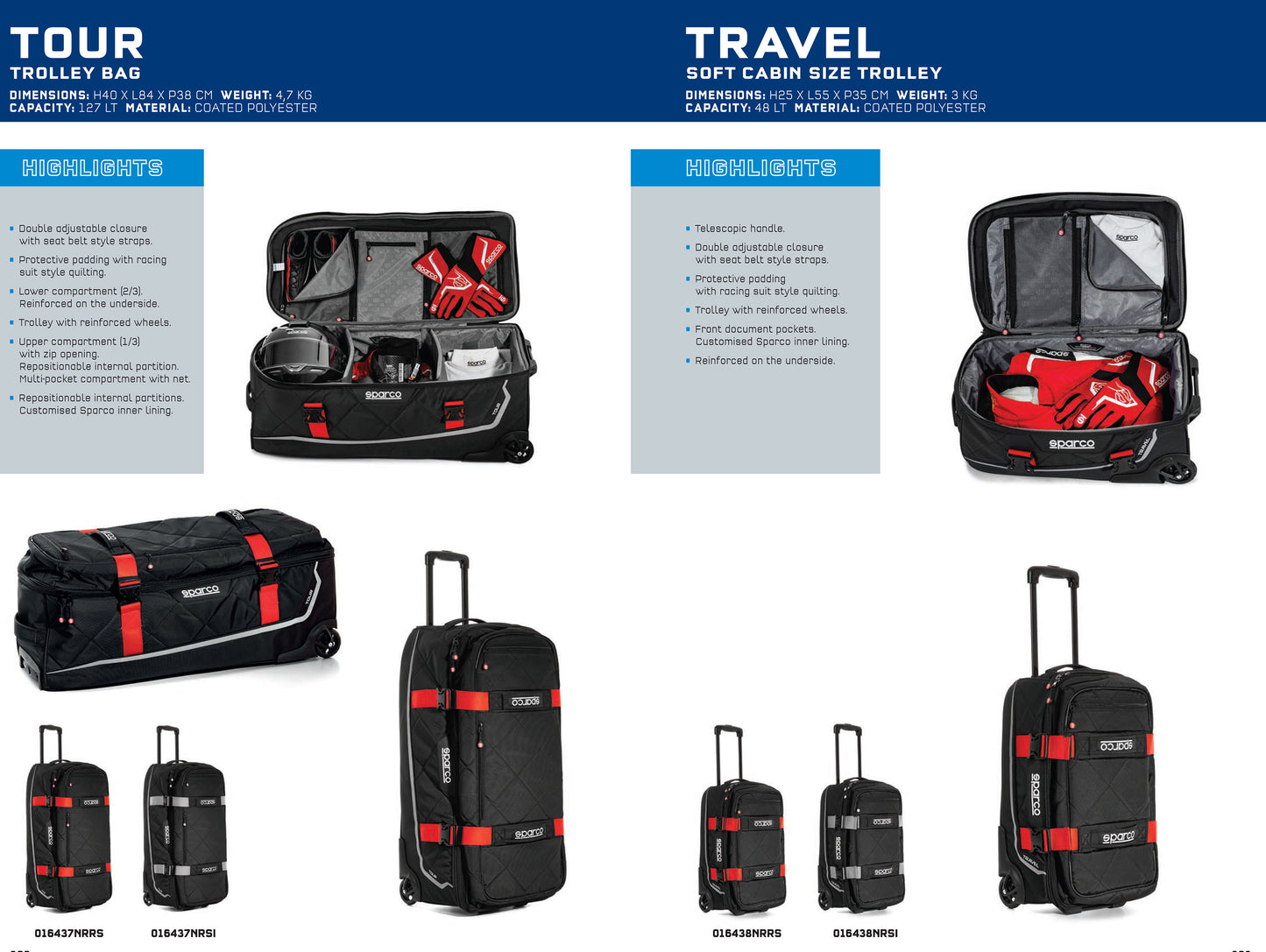 Sparco Travel Motorsport Kit Bag Large Holdall 48L for Racewear Driver Clothing