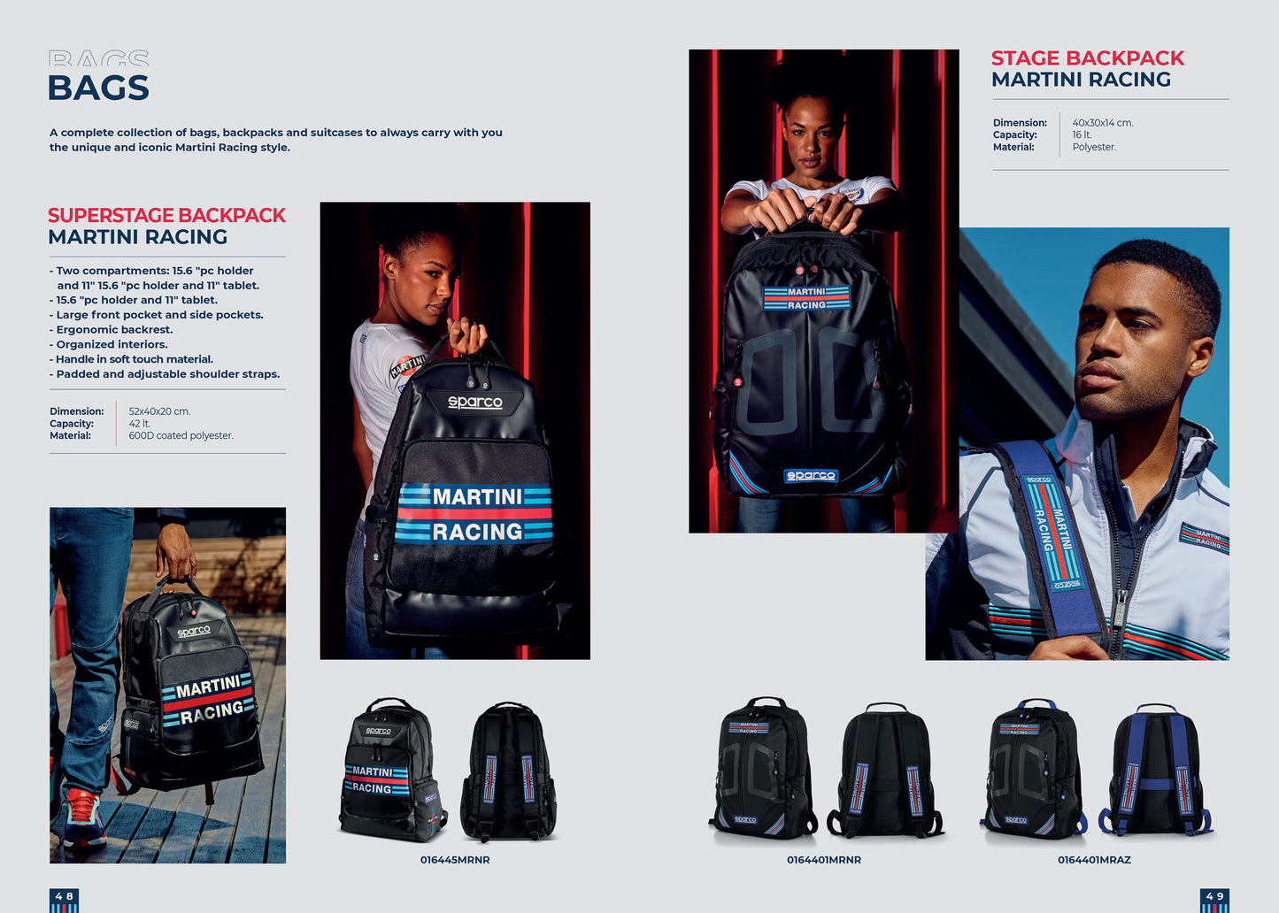 Sparco Martini Racing Sporttasche 55L 62x30x30cm Reisetasche Weiche Duffle Bag