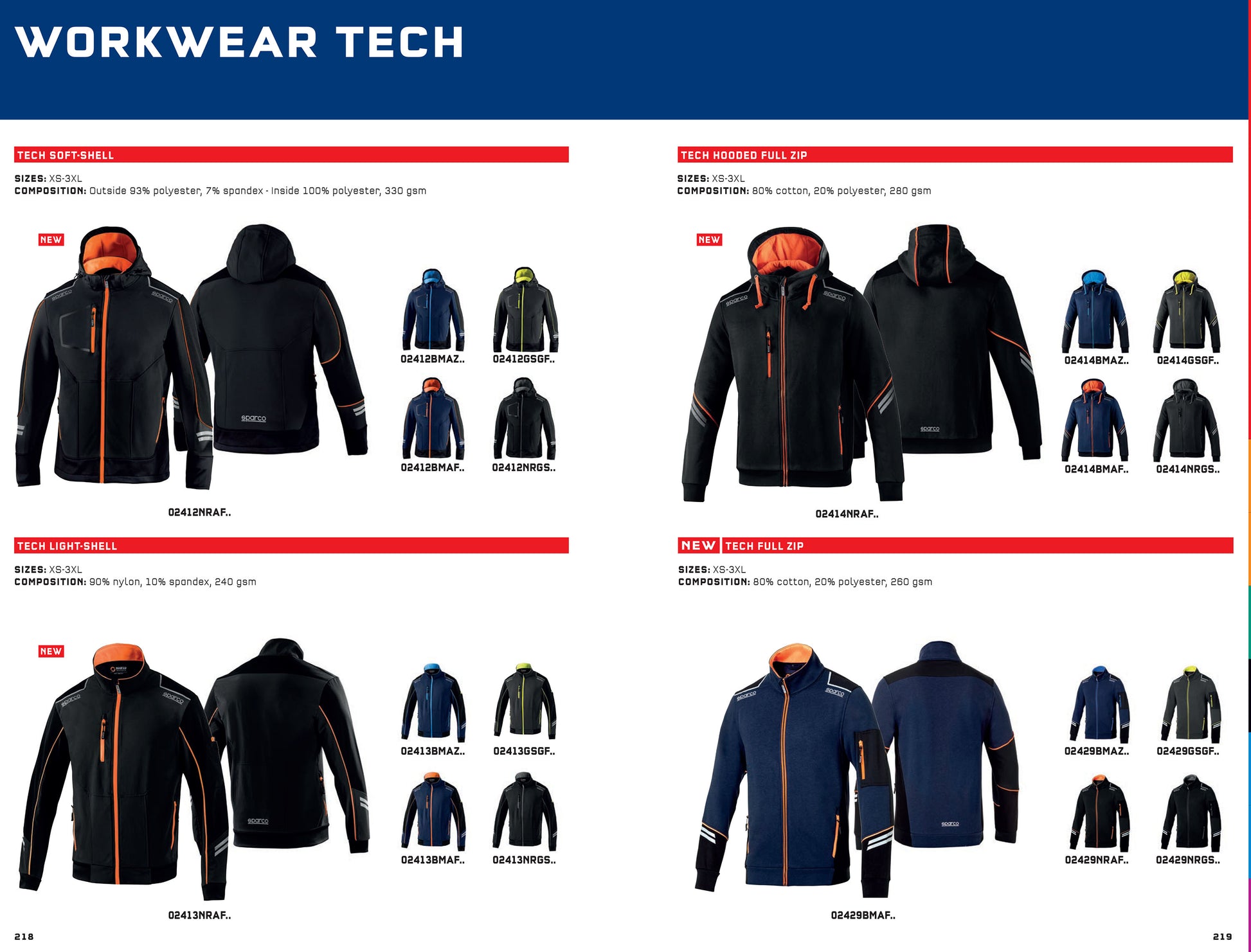 02414 Sparco Racing Technical Full Zip Hoodie Hoody Hoodie Mechanic Workwear - raceforglory.store