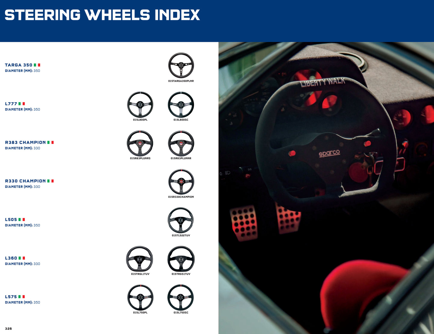 Sparco Steering Wheel L777 Suede 350mm Diameter 63mm Mid-Depth Made in Italy