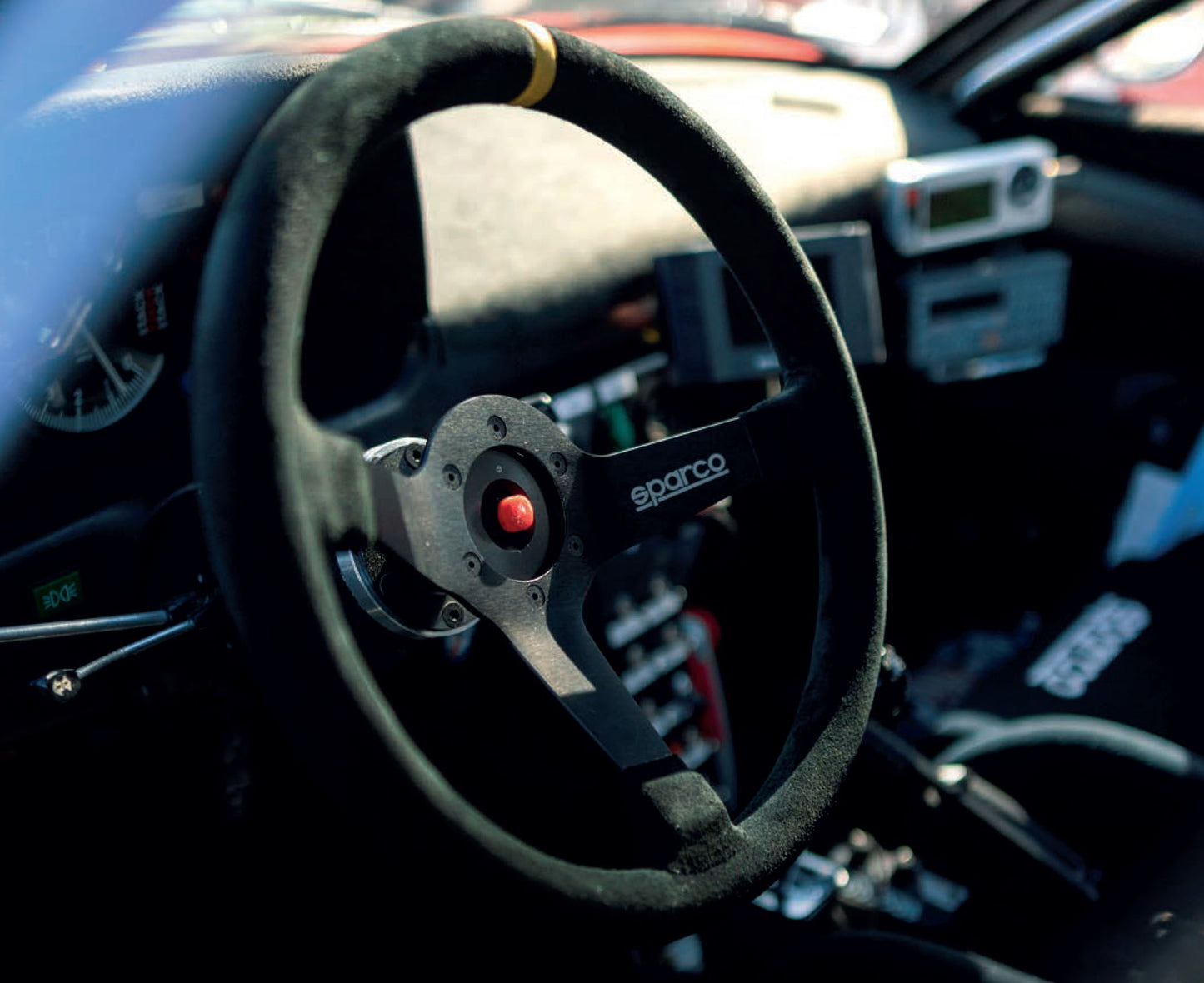 Sparco R330B Suede Steering Wheel with 2 Push Buttons Motorsport Racing Rally