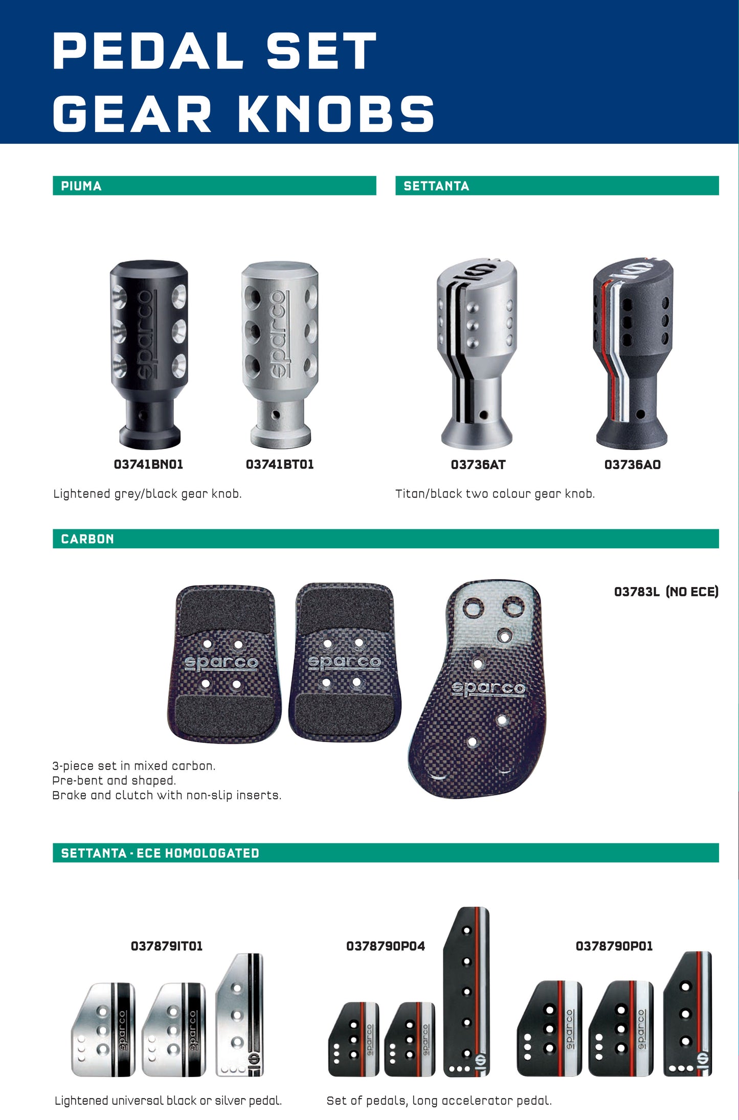 Sparco SETTANTA Sports Gear Knob Tuning Aluminium in Titanium Silver Finish